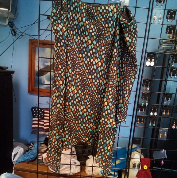 Russell Kemp 4X Multicolored Pattern Skirt handkerchief hem elastic waist Pretty - Picture 2 of 5